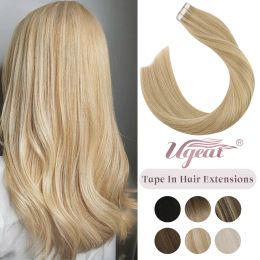 Weft Ugeat Tape in Hair Extensions Human Hair Extesnions Platinum Blonde Colour Hair #60 Real Remy Hair 2.5G/Pieces