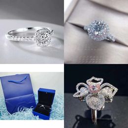 and Moissanite 100% Sier Rings Women Men Diamond Fashion for Man Rings Wedding Engagement Gift with Box High Quality Personalised Memorial Day Original Quality
