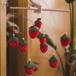 Mobiles# 1pc Baby Wooden Mobile Stroller Toys Cartoon Strawberry Rattle Crib Hanger Frame Bed Bell Baby Play Gym Newborn Educational Toys d240426