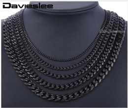 Stainless Steel Chains Necklace for Men Black Silver Gold Mens Necklaces Curb Cuban Davieslee Jewellery Gifts 3 5 7 9 11mm DLKNM09277634907
