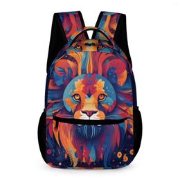 Backpack Lion Abstraction Illustration Camping Backpacks Unisex Modern School Bags Custom Soft Rucksack