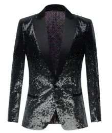 Suits New Men's Sequin single breasted fabric Long Sleeves Dress Formal Cotton Blend Casual Slim Fit Suit Jacket Coat 23.99