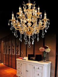 Modern Luxury 12 Arms Crystal Chandelier Lamp Gold Pendant Lamp Suspension Lustre Home lighting for Foyer Lobby MD8857 L8+4 D750mm H750mm