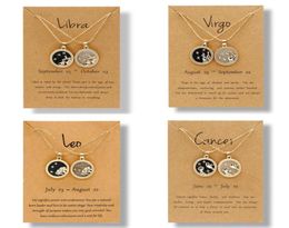 Pendant Necklaces 12 Constellation Necklace For Women Men Star Zodiac Sign Leo Libra Aries Wish Card Fashion Couple Jewellery Gift1249414