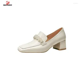 Dress Shoes SKLFGXZY European American Style Women Genuine Leather Cowhide High Heels Women's Pearl Wedding Party Pumps