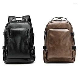 Backpack ASDS-Casual Shoulder Bag Male Business Computer Pu Leather Retro Student