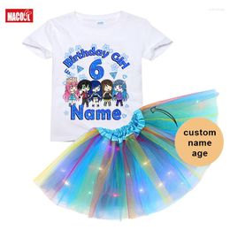 Clothing Sets Girls Birthday Set Funneh Doll Tshirt Tutu Led Light Dress Kids Suit Baby Outfit Clothes Skirt 7 Years Shirt
