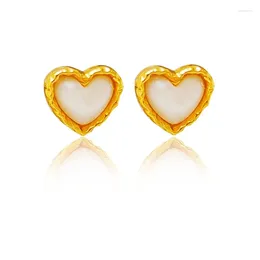 Stud Earrings Luxury Designer Heart For Women 2024 Simple Piercing Earings Jewellery Christmas Korean Fashion Items