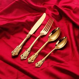 Dinnerware Sets Gold Luxury Mirror Polished 304 Stainless Steel Tableware Creative Classic Cutlery Modern Design Gift