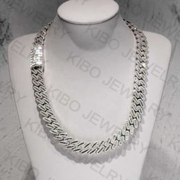 18mm Hip Hop Jewellery Baguette Diamond Men Necklace Iced Out Vvs Moissanite Sterling Silver 925 Cuban Link Chain