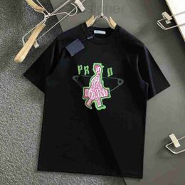 Men's T-Shirts designer Pra PRA Summer New Triangle Letter Round Neck T-shirt Unisex Paris Donkey 1v 6TJY