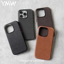 Cell Phone Cases YMW leather phone case suitable for iPhone 15 14 Pro Max Plus 13 12 mini magnetic denim phone cover J240426