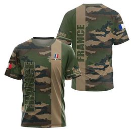 T-shirts French Camo T-shirt Assault Team Army Veterans 3D Special Forces Kort ärm Taktisk skjorta Herrkläder Topp 240426