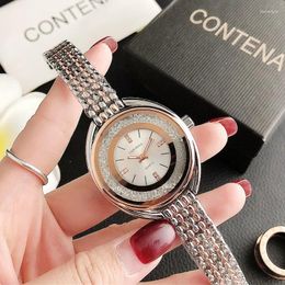 Wristwatches Luxury Rhinestone Ladies Stainless Steel Watch Fashion Gold Women's Diamonds Quartz Clock