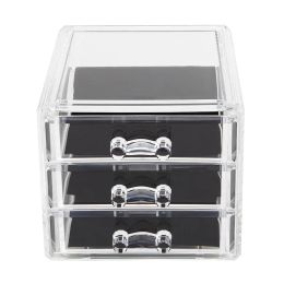 Bins Clear Acrylic 3 Drawers Makeup Organizer Lipstick Holder Cosmetic Storage Box Desktop Dustproof Makeup Jewelry Storage Box