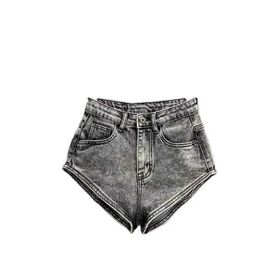 Women's Shorts 2024 New Retro Womens Slim Bodycon Sexy Gray Denim Shorts Elastic Slim Low Waist Denim Hot Pants Female Y240425