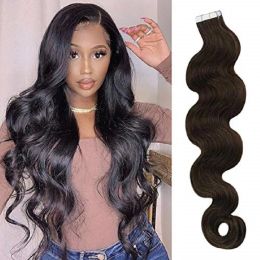 Wigs Wigs Body Wave Tape In Human Hair Skin Weft Adhesive Invisible Brazilian Remy Hair Tapes In Long Wavy 40Pcs/100g