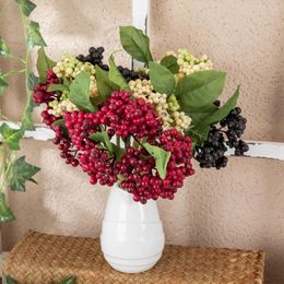 Decorative Flowers 2pcs 22CM Short Bean Branch Artificial Fruits Christmas Berry Single Foam Flower Plants DIY Wedding Home Garden Office