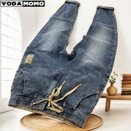 Men's Jeans 2024 Straight stretch denim mens business casual high waisted jeans mens clothing classic fashion ultra-thin Y2K street pantsL2404