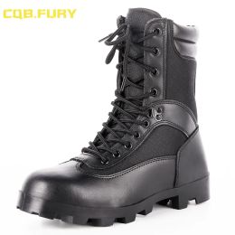 boots CQB.FURY Black mens Tactical Boots Leather summer waterproof military boots combat breathable ankle army boot with zipper3846