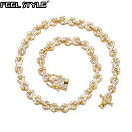 Strands Hip Hop 9mm Infinite Cuban Link Chain Sparkling Ice Set Crystal Necklace Bracelet for Mens Jewelry Fashion Gift 240424