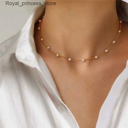 Collane a pendente nuova collana da donna per perle Kpop collana perla collana dorata di gioiello gotico ciondolo sulla collana 2022 cravatta femminile q240426