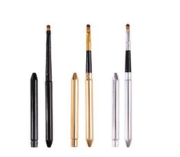 Makeup Brushes Portable Lip Brush Retractable Home Travel Lipstick Gloss Tool Metal Handle Lipgloss8239417