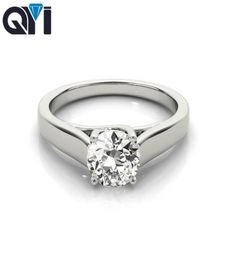 Cluster Rings QYI 925 Sterling Silver 1 Ct SONA Stone Is Very Shiny Engagement Ring Simple Finger Fashion Jewellery For Women6944079
