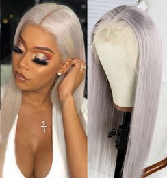 13x6 Grey Remy Hair Wig With Baby Hair Straight Coloured Lace Front Wig Preplucked Brazilian Human Hair Wigs For Black Women9811159