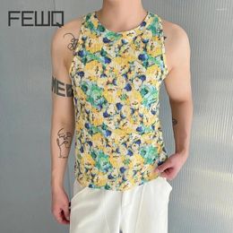 Men's Tank Tops FEWQ Summer Round Neck Vest Personalised Top Trend Sleeveless 2024 Fashion Prting Male 9C5403
