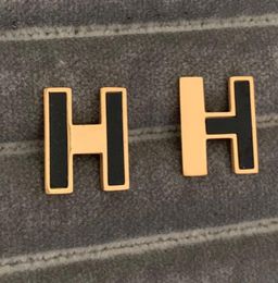2021 USA european design Never fade Factory black stud silver letter H Studs Earrings Jewellery gold rose 316L stainless steel8705827
