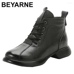 Boots Winter Women Ankle Large Size Drop Non-slip Female Snow Genuine Leather Retro Youth Warm Thick Sole Shoes