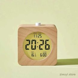 Desk Table Clocks Wooden Alarm Clock Temperature Date Time Display Snooze Mode Multifunctional Electronic Clock Bedroom Table Clock with Backlight