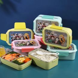 Controls Demon Slayer Stainless Steel Bento Box Microwave Safe Thermal Insulated Food Container Lunch Box for Kids School Children Picnic