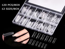 False Nails 120 PcsBox Fake Poly Extension Gel Dual Nail Form Coffin Clear Ballerina Tips Quick Building8198812