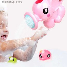 Sand Play Water Fun Baby bath toys Cute plastic elephant shaped water spray baby shower swimming Children gifts storage net bag Q2404261