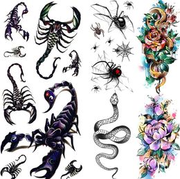 Tattoo Transfer 3D Scorpion King Temporary Tattoos Fake Sticker Body Art Arm Armband Waterproof Tattoo For Women Men Boy Wolf Style Tatoos Paper 240426