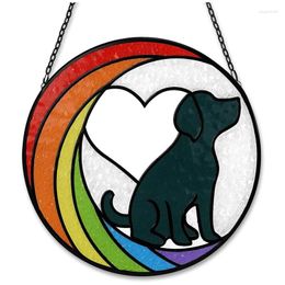 Decorative Figurines Dog Memorial Gifts Stained Glass Window Hanging Rainbow Bridge Sun Catcher For Lovers Pet Present