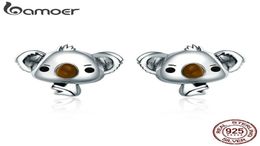 Genuine 100 925 Sterling Silver Animal Cute Koala Bear Stud Earrings for Women Sterling Silver Jewelry Gift SCE381 2009237028774