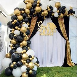 Party Decoration Blcak Gold Balloon Arch Kit Graduation Decor White Balloons Garland Kids Birthday Year 2024 Baby Shower