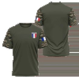 Tactical T-shirts French Army Camo Mens T-shirt Assault Team Army Veterans 3D Special Forces Short sleeved Tactical Shirt Mens Clothing 240426