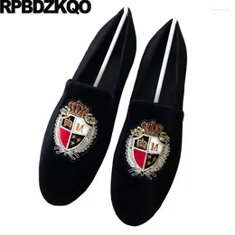 Casual Shoes Stylish Embroided Pattern 45 Flats Smoking Slippers Trending Slip On Round Toe Loafers Deluxe Large Size Men Velvet