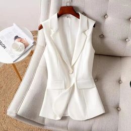 Women's Vests 2024 Spring White Waistcoat Vest Women Sleeveless Suit Jacket Autumn Coat Black Female Outerwear Chaleco Mujer Clothing