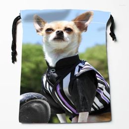 Storage Bags Arrive Chihuahua Dog Drawstring Custom Printed Receive Bag Compression Type Size 18 22cm