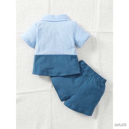 Kleidungssets 2pcs Baby Jungen Kleidung Set Farbblock Kurzärmele Hemd+Shorts Cool Boy Sommerkleidung Anzug für Kleinkindjungen 0-3 Jahre