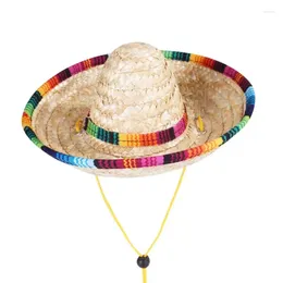 Dog Apparel Mini Pet Dogs Mexican Straw Hat Sombrero Cat Sun Beach Party Hawaii Colourful Hats Costume Accessories