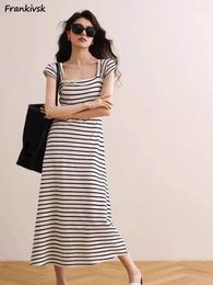 Casual Dresses Women Striped Beach Style Leisurely Summer Sleeveless Slim Comfortable Ulzzang Elegant Daily Cozy Vintage Soft