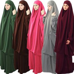 Ethnic Clothing Two-Piece Set Muslim Women Prayer Garment Dress Hijab Long Khimar Abaya Robe Outfit Ramadan Skirt Abayas Islamic Clothes