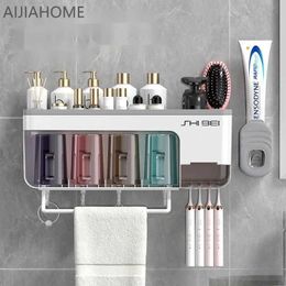 Toothbrush Holders Toothbrush cup holder towel toilet storage rack wall mounted non perforated bathroom washing set multifunctional box 240426