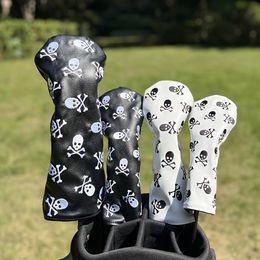 Personalized Skull Embroidered Pattern Durable Golf Club Head Covers, For Hybrid Driver Fairway Wood Covers And Golf Club Putter Head Covers, Golf Accessories